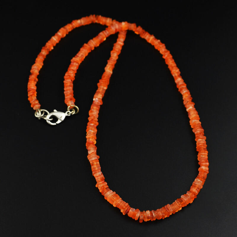 116 Cts Earth Mined Orange Carnelian Heishi Beads Necklace Jewelry JK 09E321