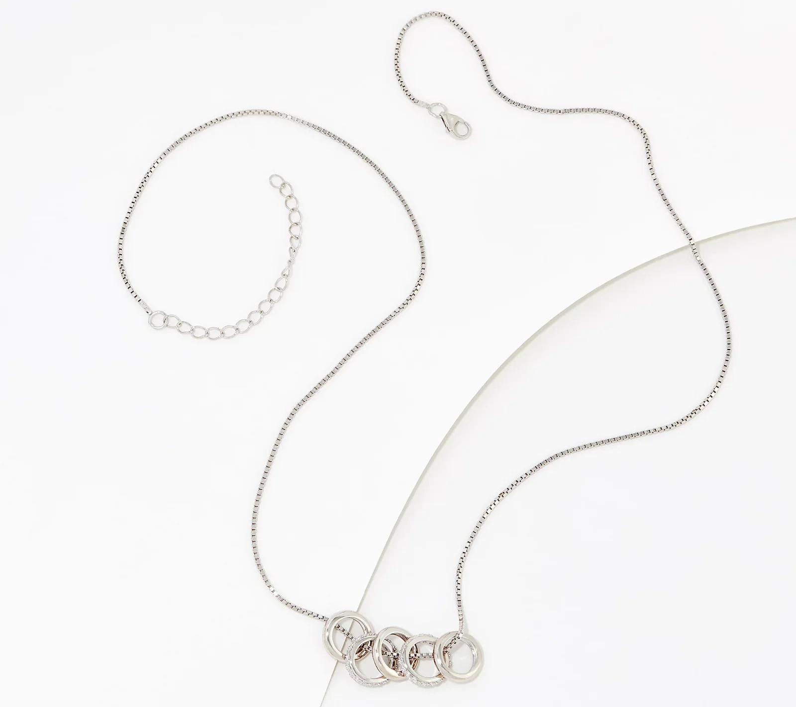 Diamonique 35th Anniversary 5-Ring Sterling Silver Necklace