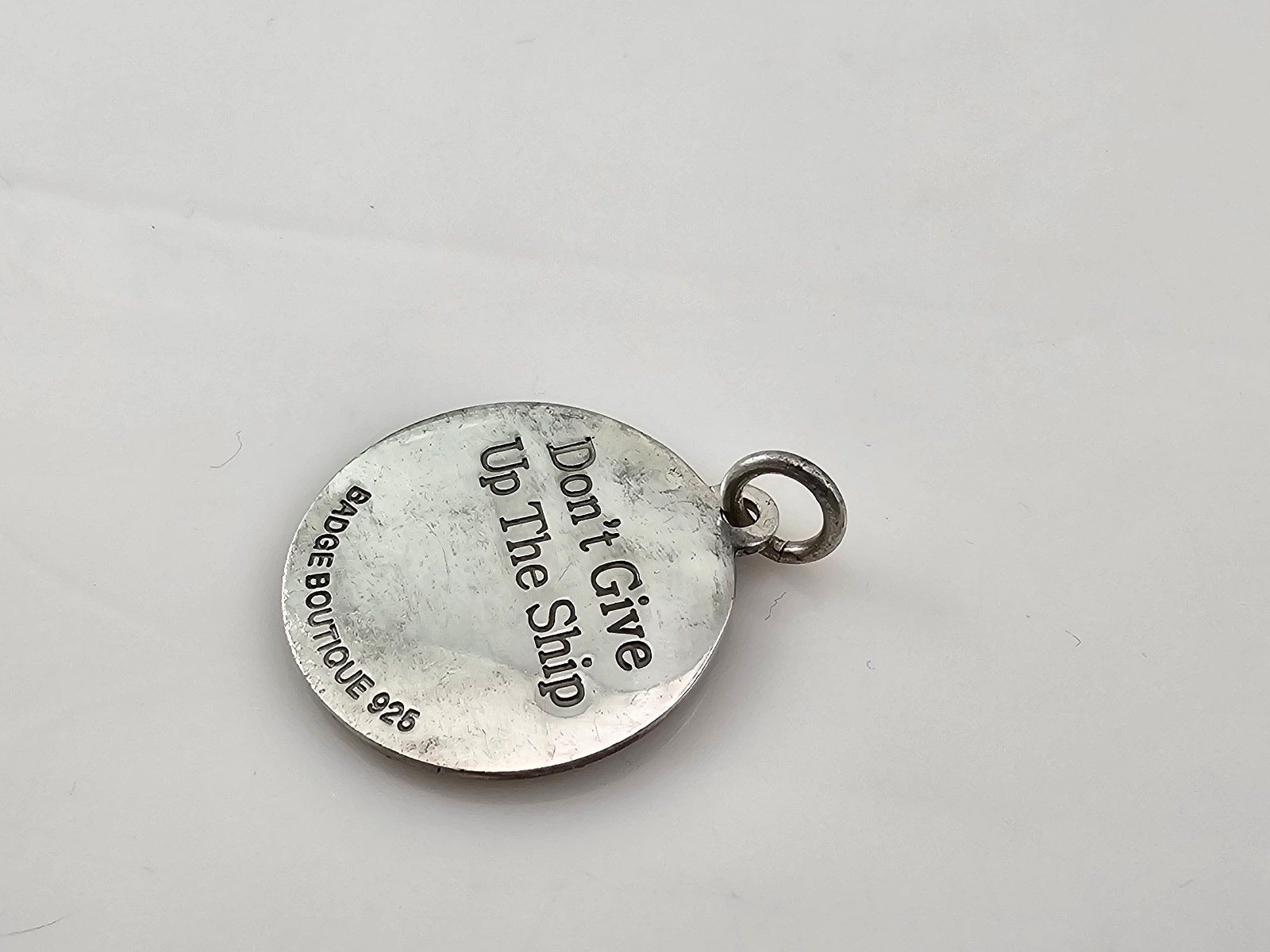 Anchor Hope Love Faith Green Enamel 925 Sterling Silver Medal Pendant 27mm