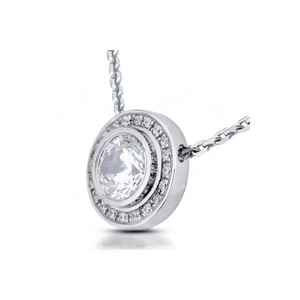 0.92ctw F/SI1 Round Cut Earth Mined Certified Diamonds Platinum Halo Pendant