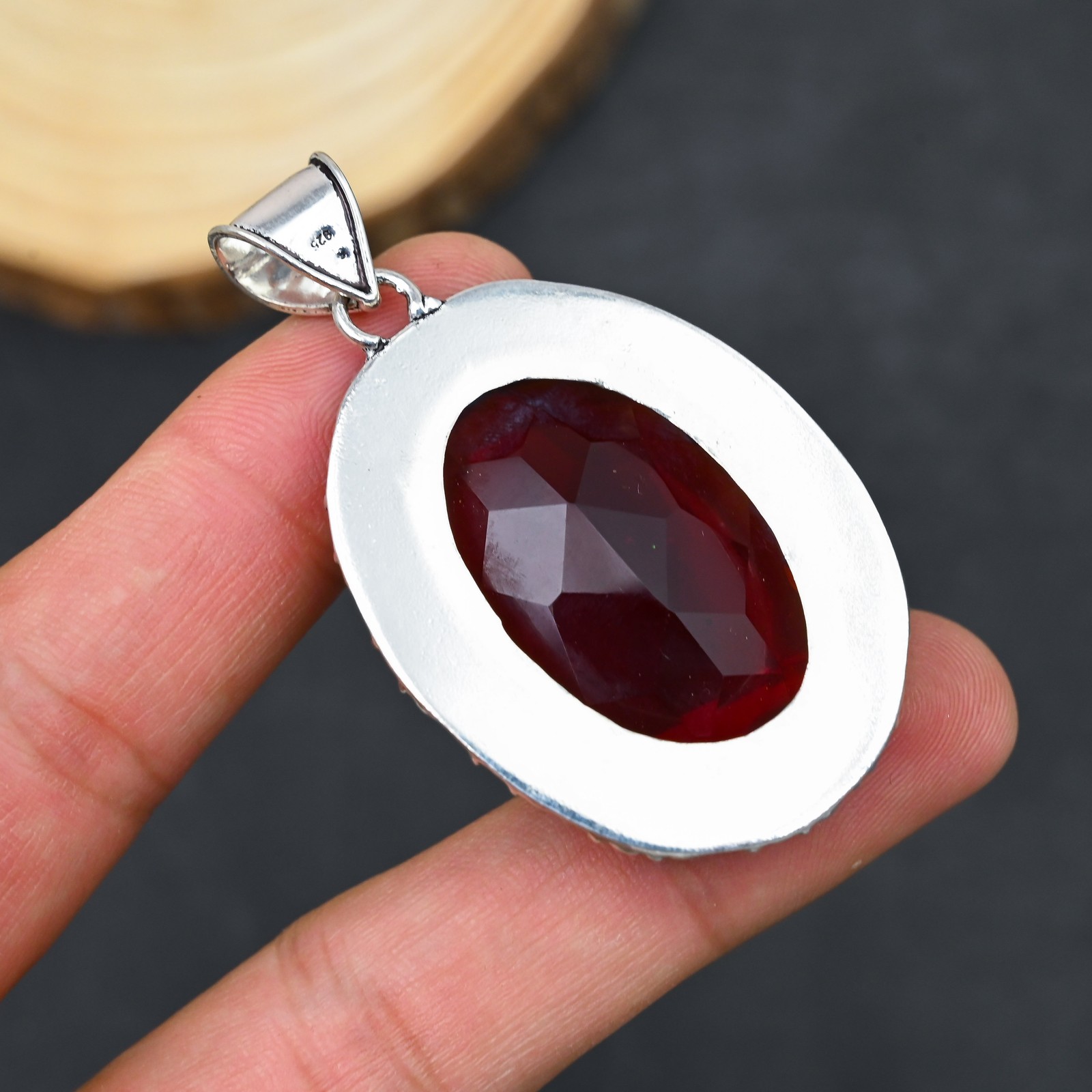 Mozambique Garnet Gemstone Handmade 925 Sterling Silver Jewelry Pendant