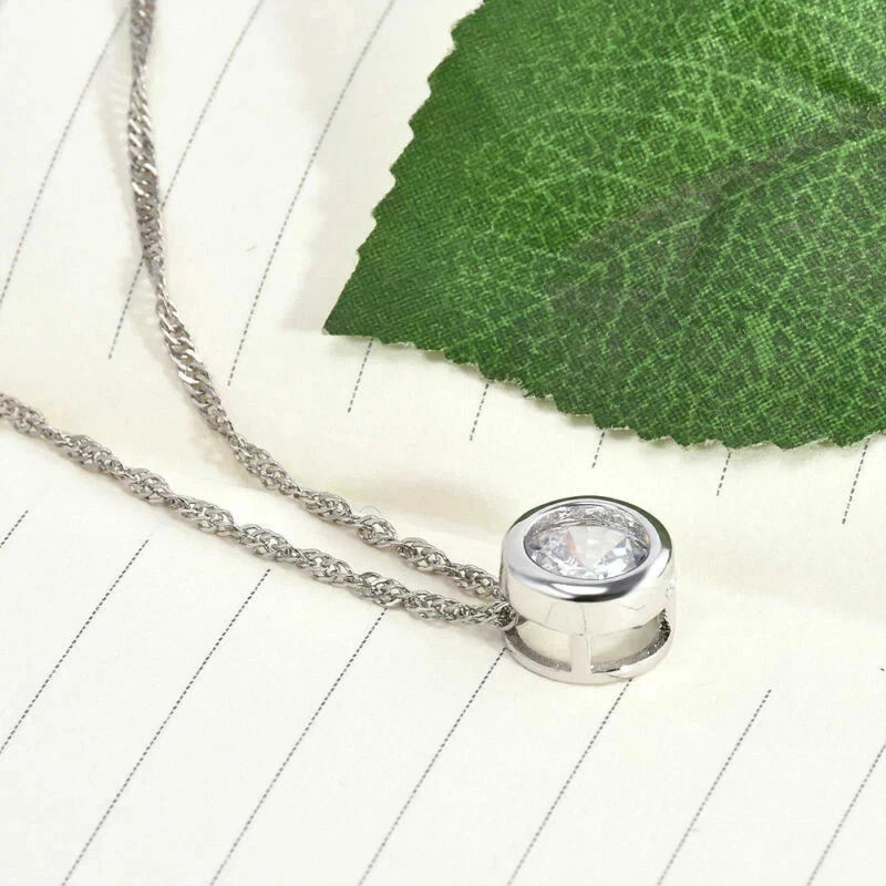 1Ct Certified Moissanite Womens Solitaire Pendant Necklace 14K White Gold Plated