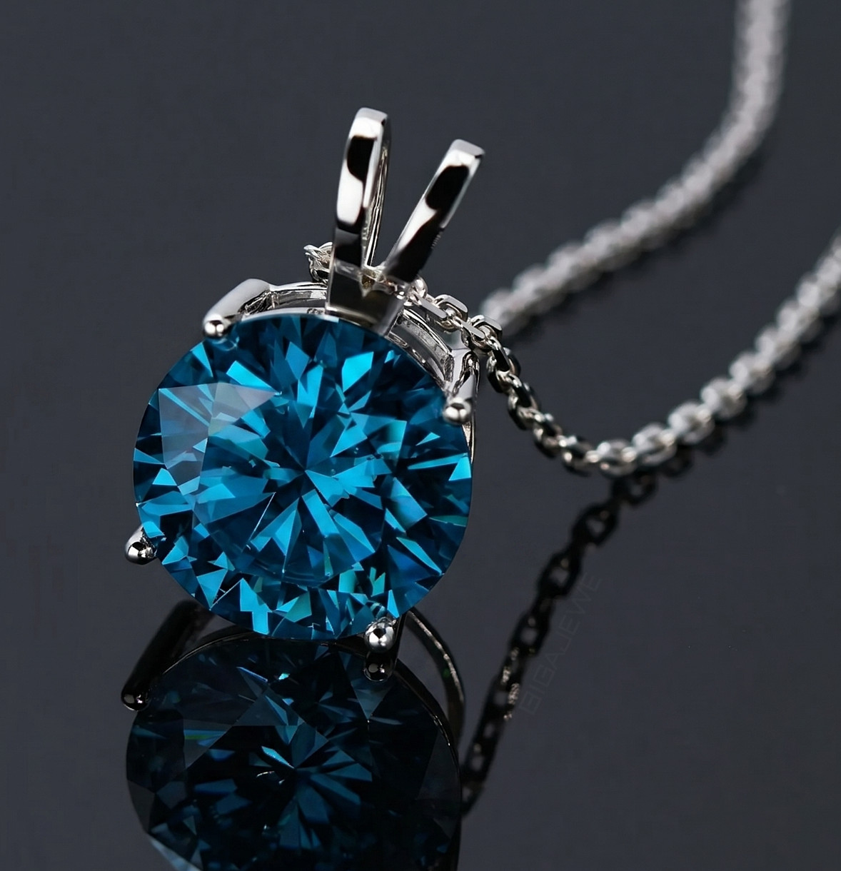 Amazing 6 Ct Certified Trypan Blue Diamond Pendant, Great luster-FREE Studs