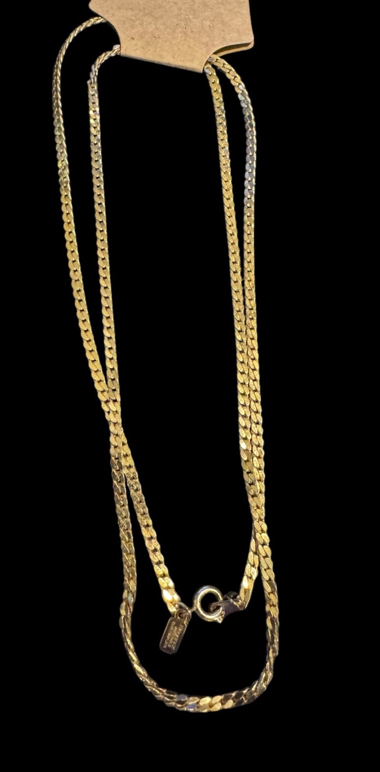 30″ 24k Gold Electroplate Necklace Link Weave Cuban Diamond Cut P9