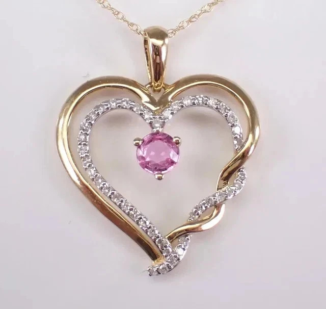 1Ct Round Cut Real Moissanite Heart Religious Pendant 14K Yellow Gold Plated