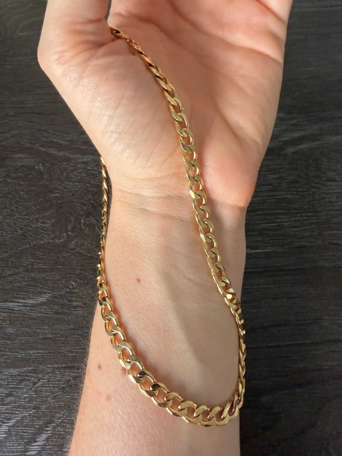 14K Yellow Gold Filled 13.5″ Choker Necklace – Flat Curb Style Link Chain