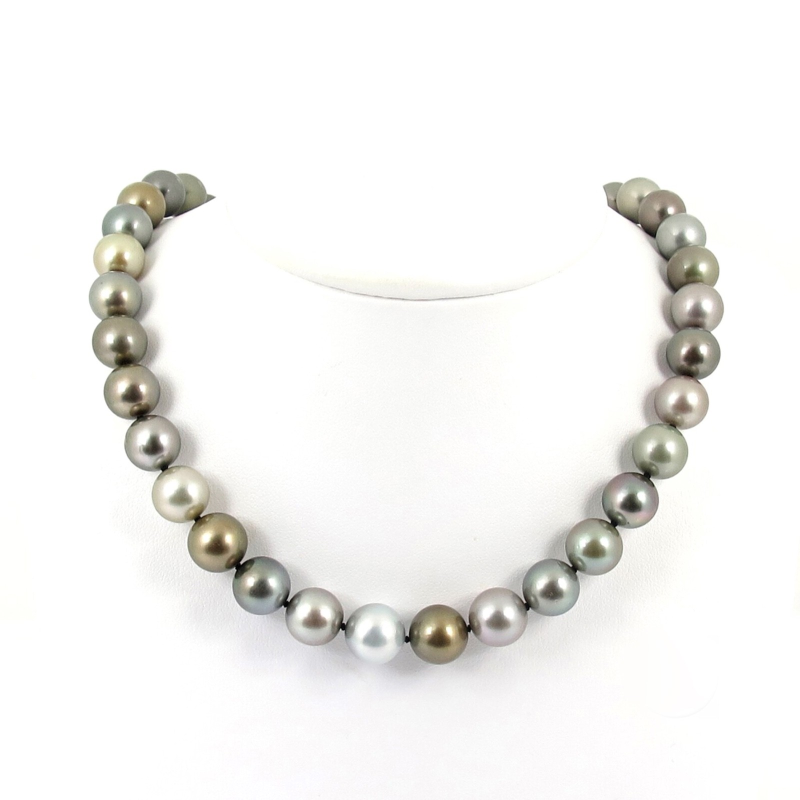 Natural Multi-Colour Tahitian Cultured Pearl Necklace, 14K Gold Clasp #103TN