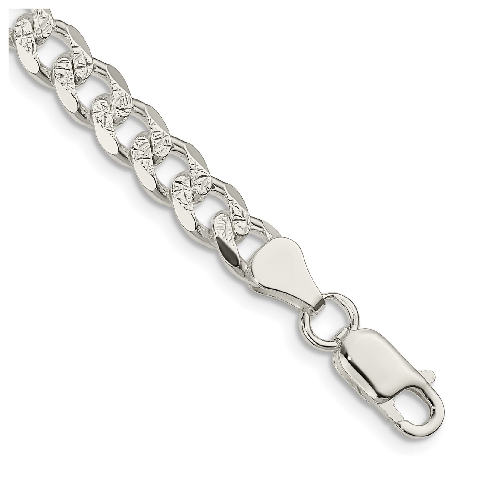 Sterling Silver Pave Curb 4.5-7.5mm 9-30″