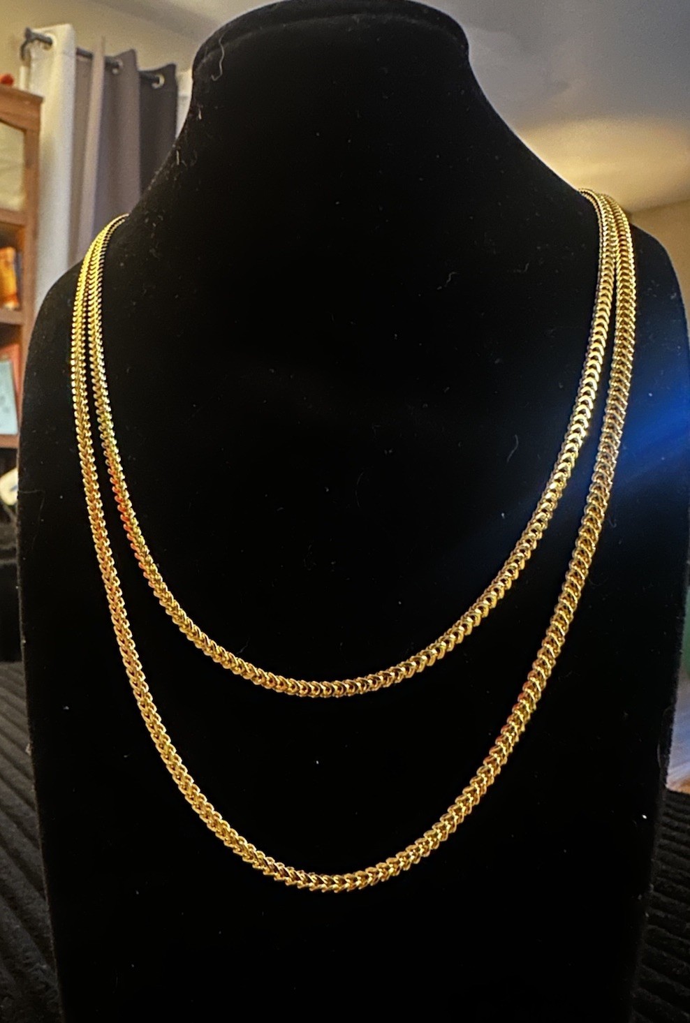 POSH Italian 18k FRANCO 3mm Yellow Gold Filled Chain Set 21” 23” Stamped