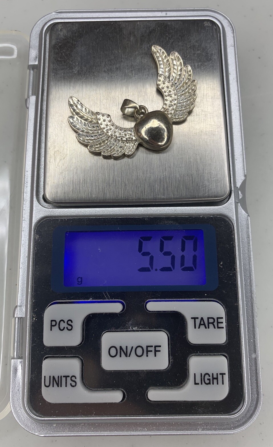 Used 925 Sterling Silver Heart With Wings Pendant, Unbranded – 5.5 grams