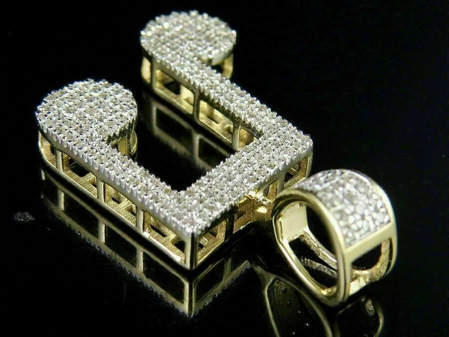 2Ct Round Cut VVS1/D Musical Beam Unisex Pendant Free Chain 14K Yellow Gold Over