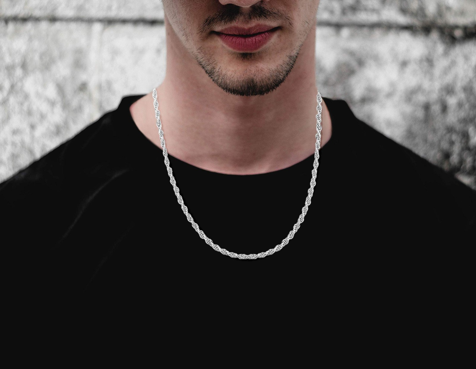 2mm-5mm Stainless Steel Rope Twist Necklace Chain For Men & Women Comes in 16-30