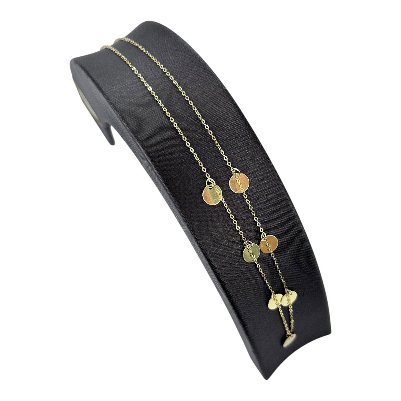 9ct 9k Yellow Gold Disc Charm + Cable Choker Chain Necklace 1.07 Grams 34cm. New
