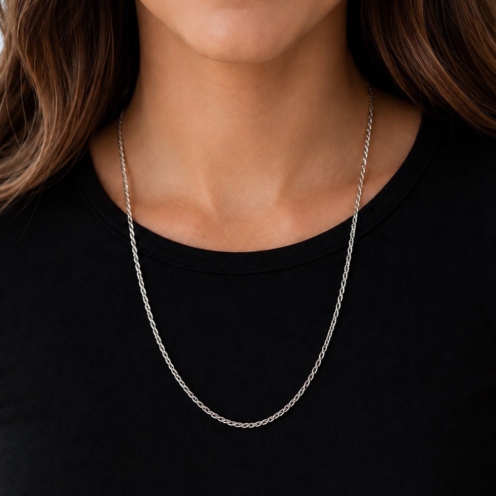 Estate Diamond Cut Rope Chain Necklace 23.5 Inches 2 MM 5.6 Grams