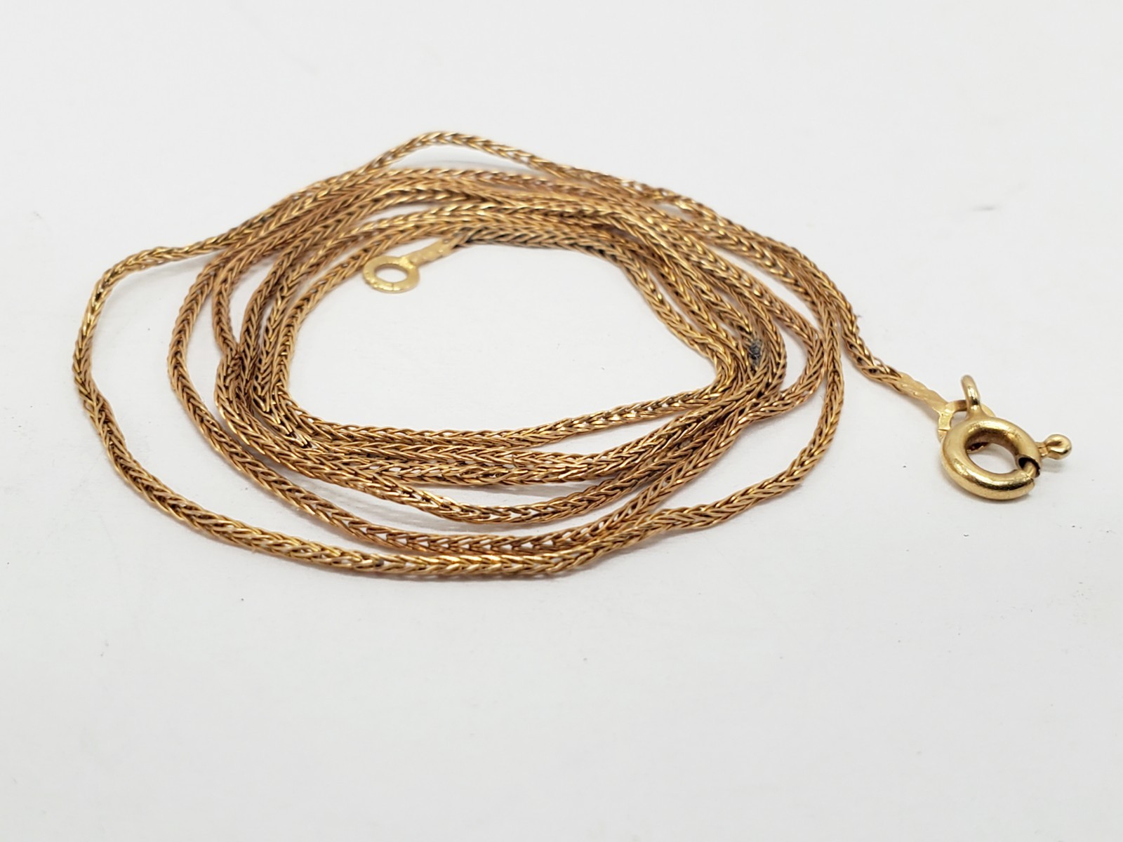 750 18K SOLID YELLOW GOLD .8mm Wheat Spiga Espiga Chain Necklace 23.5″ 2.1g