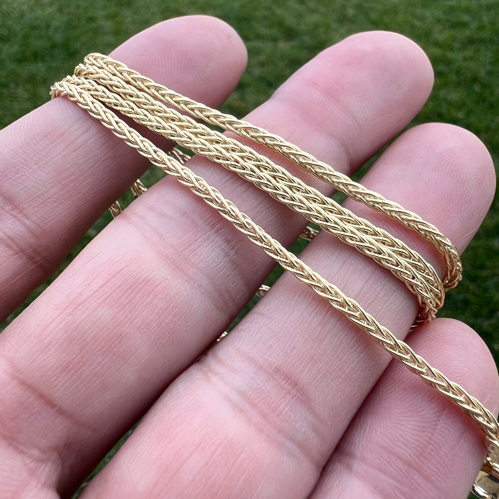 14k Gold Plated 925 Sterling Silver Spiga Rope Wheat Palm Franco Foxtail Chain