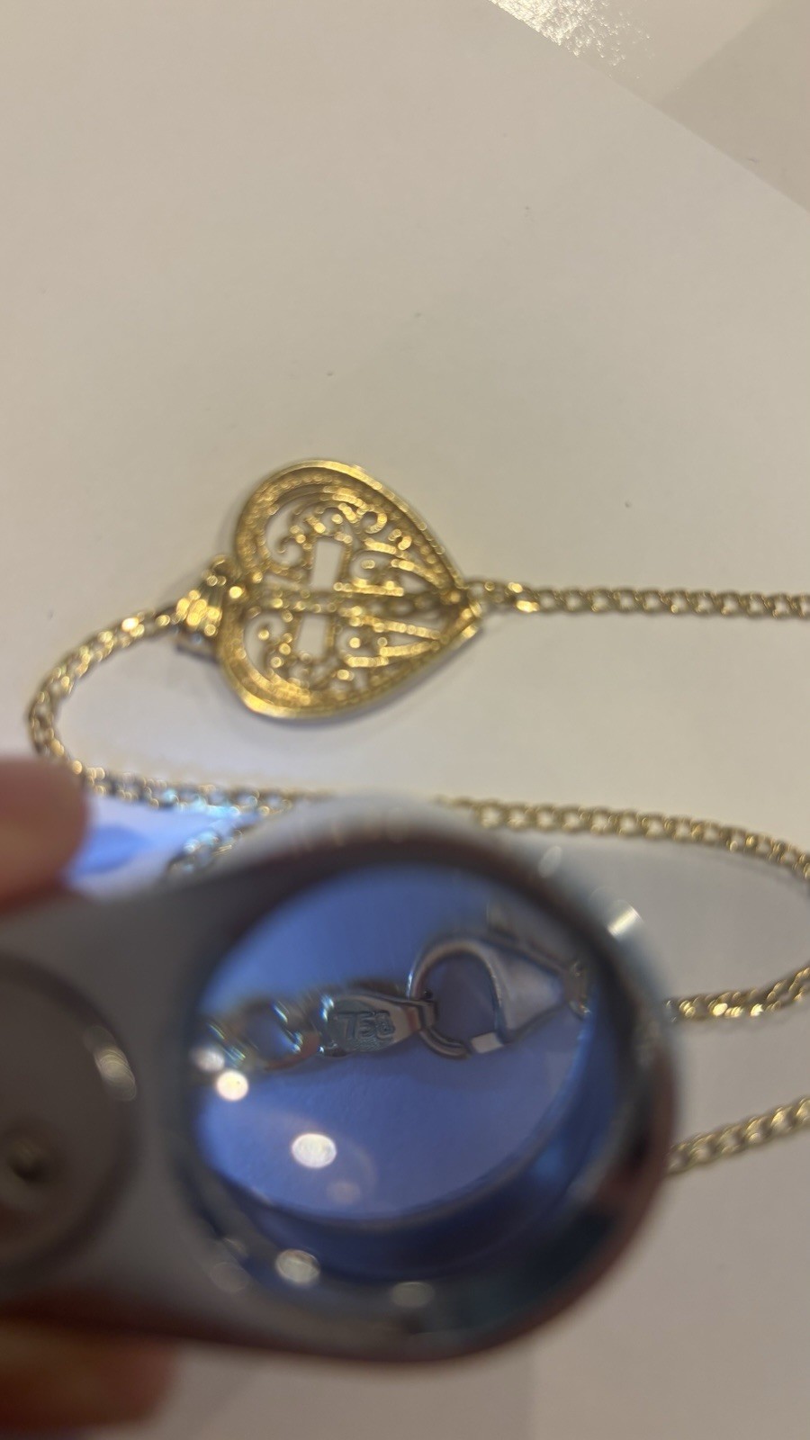 18k Real Gold Heart Cross Pendant Necklace