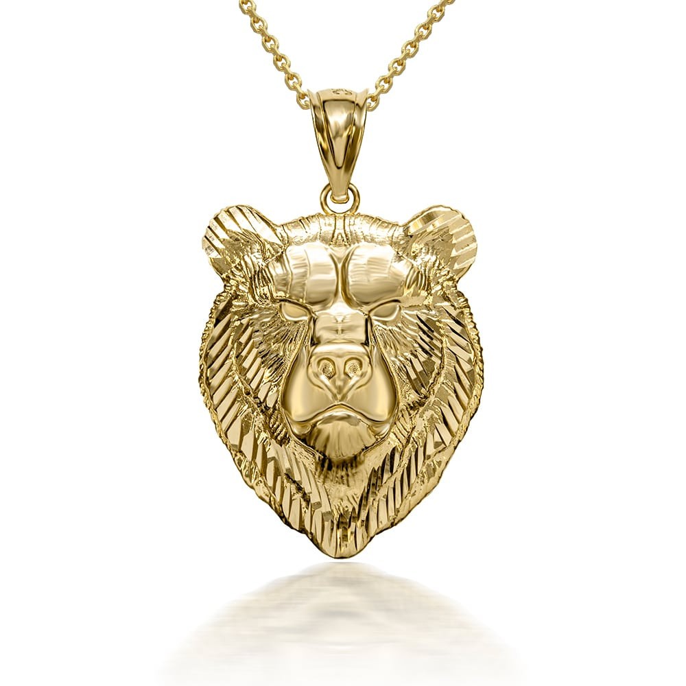 Gold Bear Pendant Necklace (Available in Yellow/Rose/White Gold)