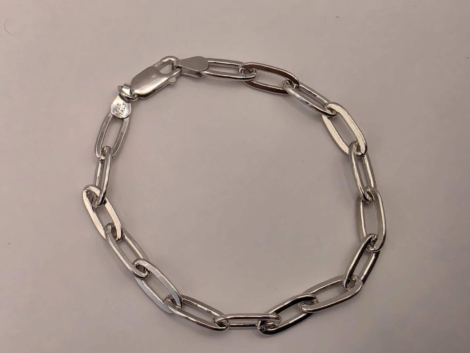 Sterling Silver Paperclip Link Bracelet — 5.7mm 7.5 Inch Minimalist 925