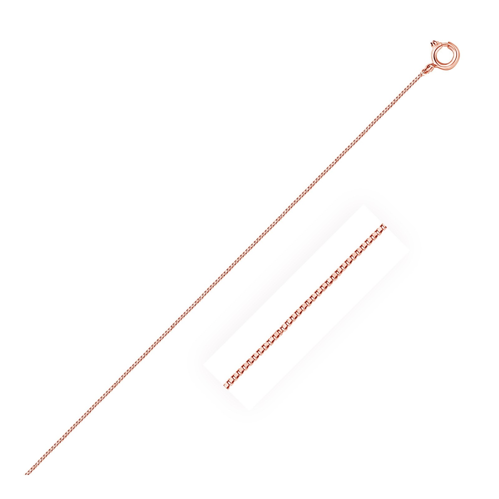Classic Box Chain, 10K Rose Gold, Sizes 16-20, 0.45 mm, Dainty, Polished