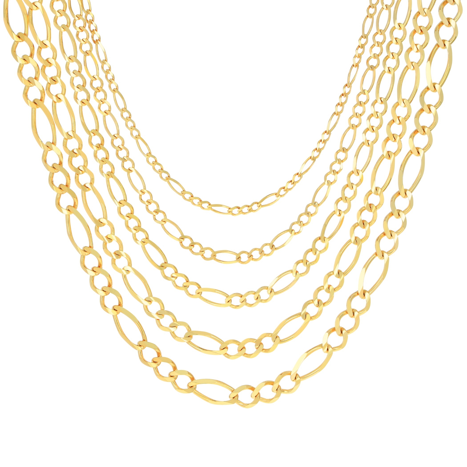 14K Yellow Gold Solid Figaro Link Chain 1mm- 9.5mm Mens Womens Necklace 16″- 30″