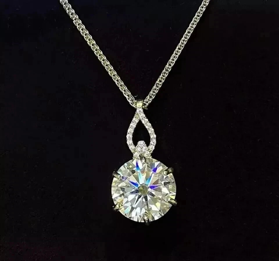 3.2CT Round Cut Lab Created Diamond Women’s Chain Pendant 14k White Gold Finish