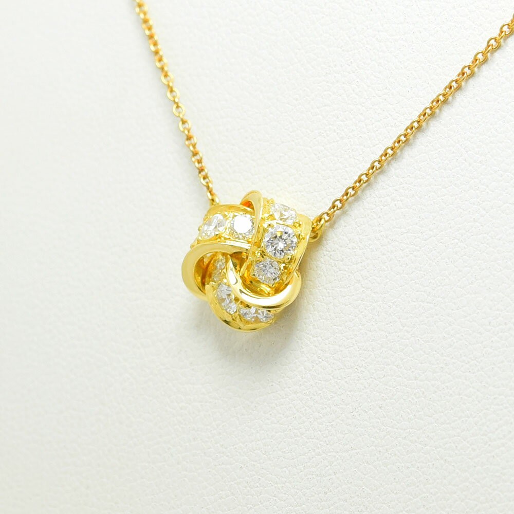 Tiffany & Co. Necklace Diamond Pendant K18 Yellow Gold Chain 40cm 16” Ladies