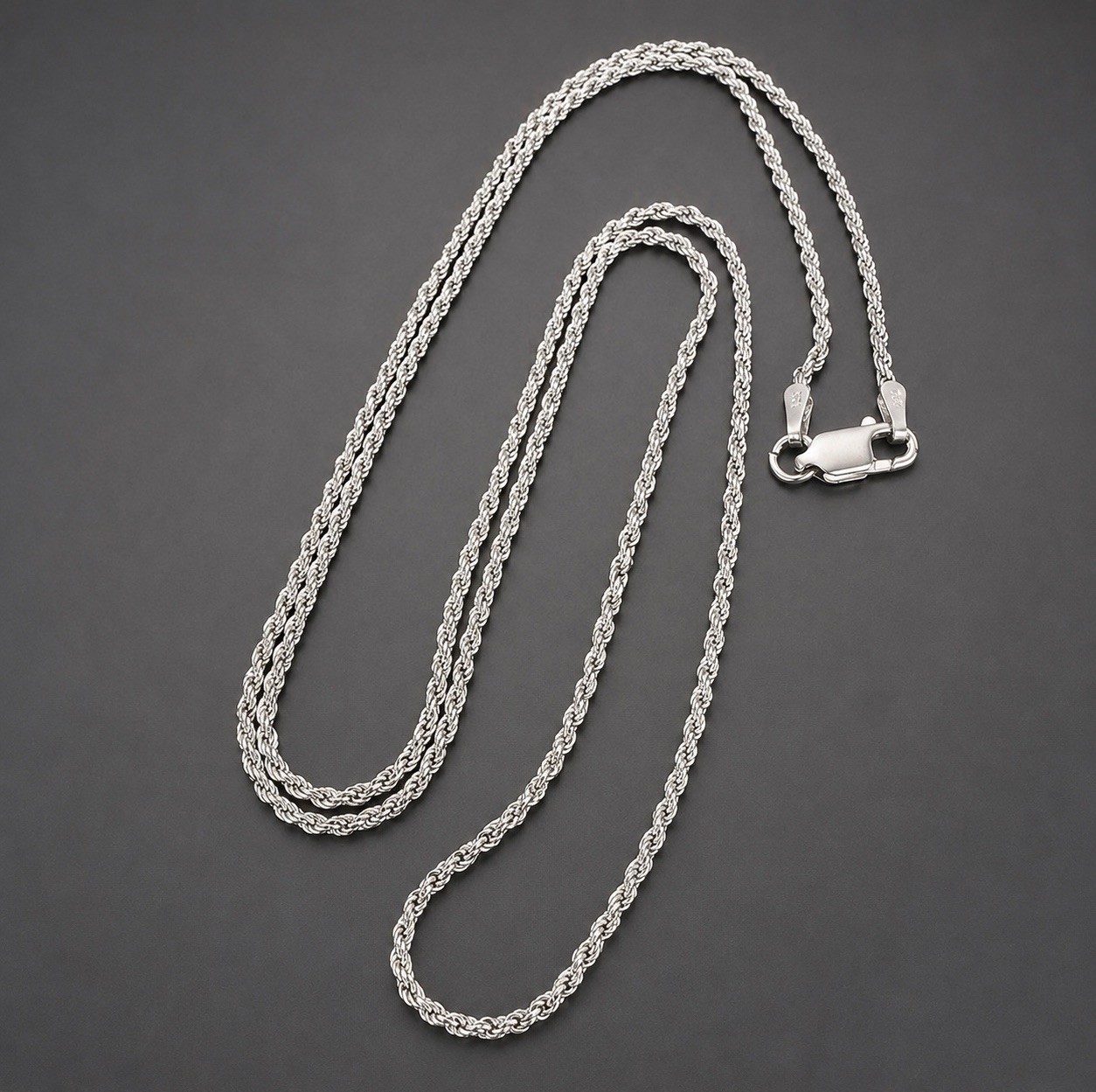 Estate Diamond Cut Rope Chain Necklace 23.5 Inches 2 MM 5.6 Grams