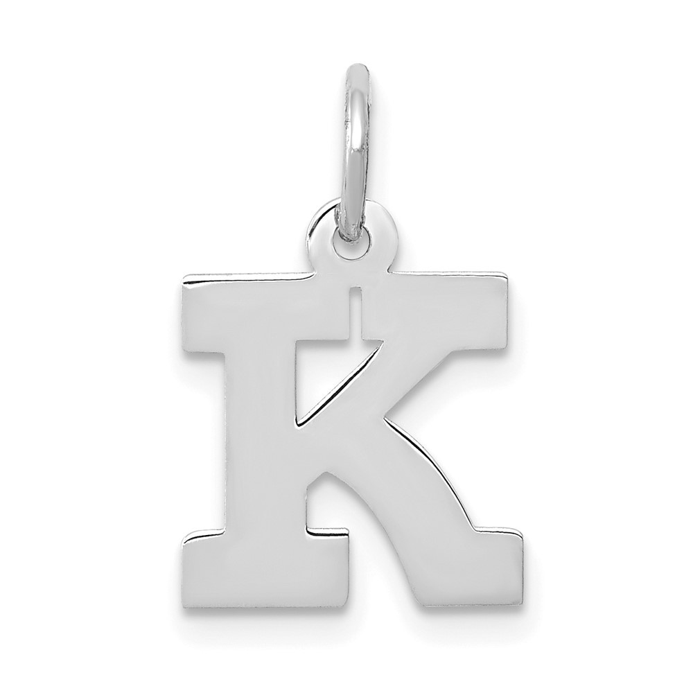 10k White Gold Small Block Initial K Charm Pendant 0.37gm L-18mm, W-12mm