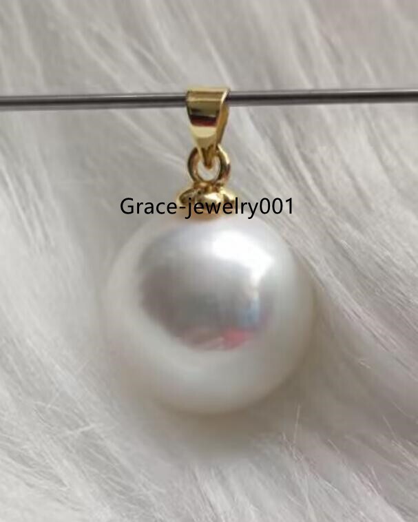 Huge AAA+ 16mm South Sea White Round Shell Pearl Pendants 14k Gold
