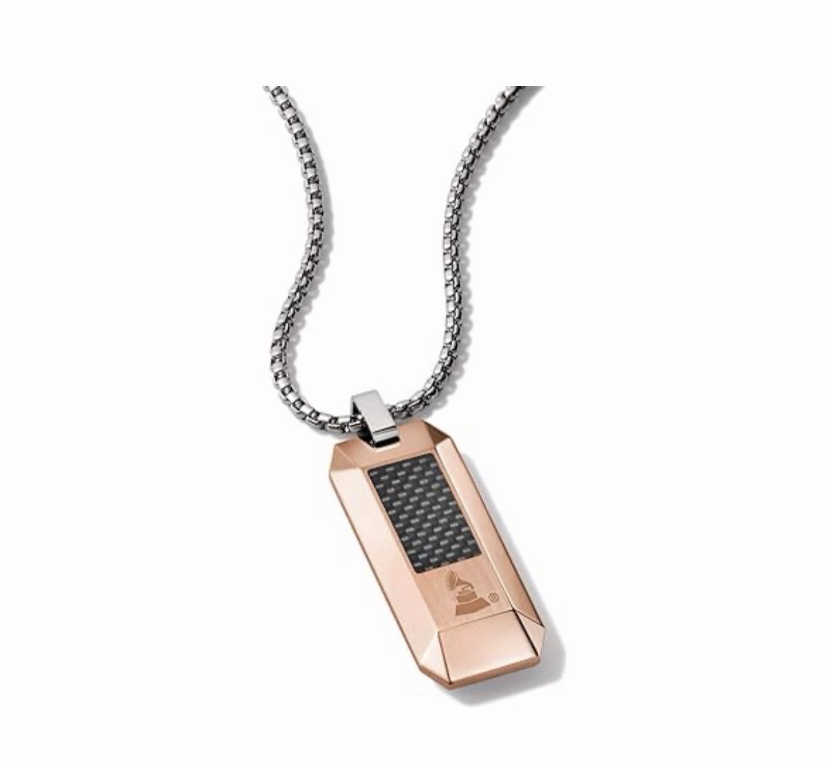 Bulova Men’s Latin Grammy Round Box Link Chain Necklace with Rose Gold