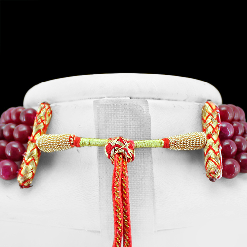 BUYERS FAVOURITE BEST 941.00 CTS NATURAL 4 LINE RED RUBY ROUND BEADS NECKLACE