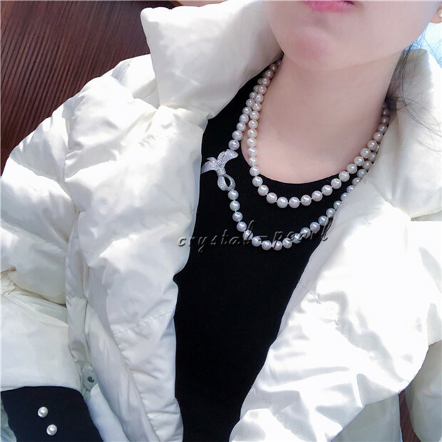36 inch AAA 7-8MM SOUTH SEA WHITE PEARL NECKLACE beauthful clasp