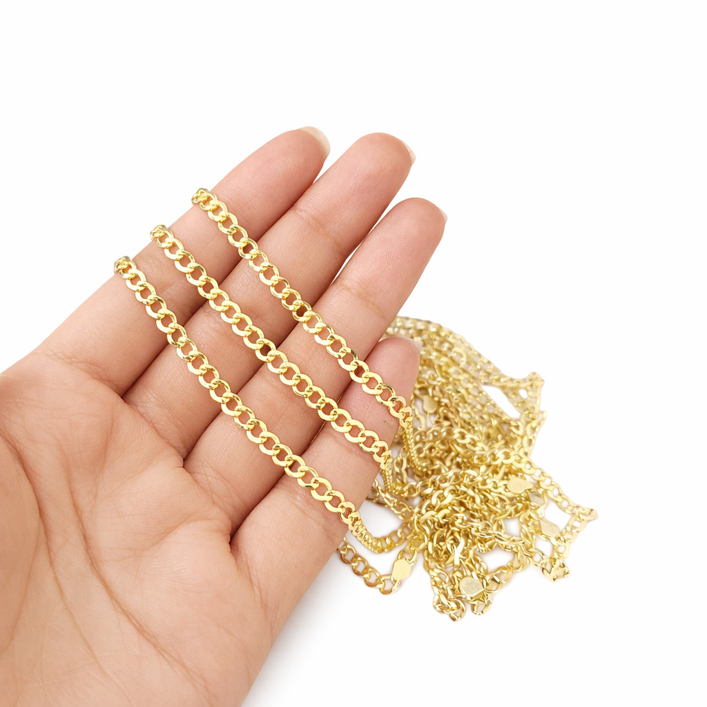 Real 14K Gold Cuban Curb Link Chain Necklace 5mm Mens Womens 18 20 22 24 Inch