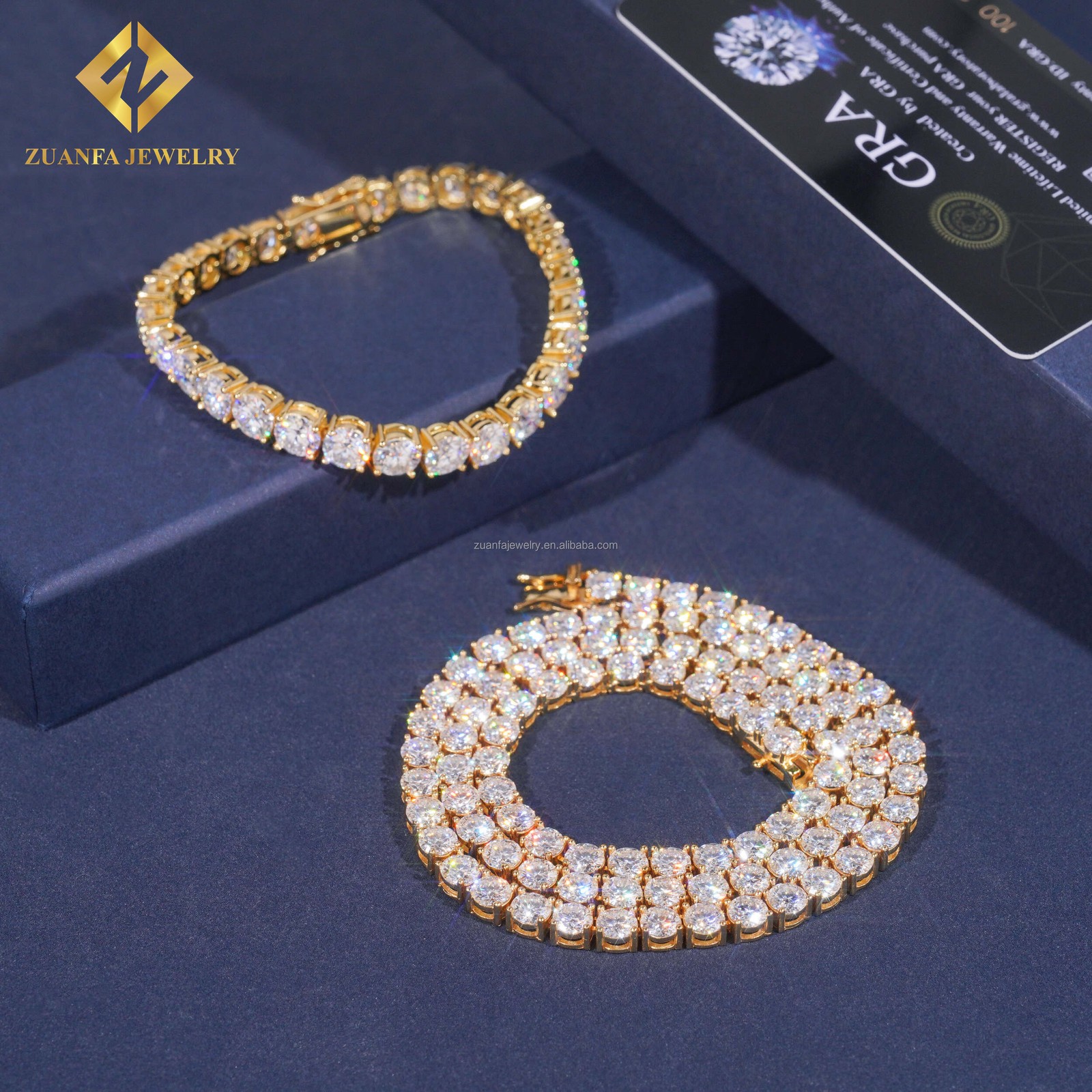 2-6.5mm VVS1 Moissanite Tennis Chain Necklace Men Women 925 Sterling Silver Gift