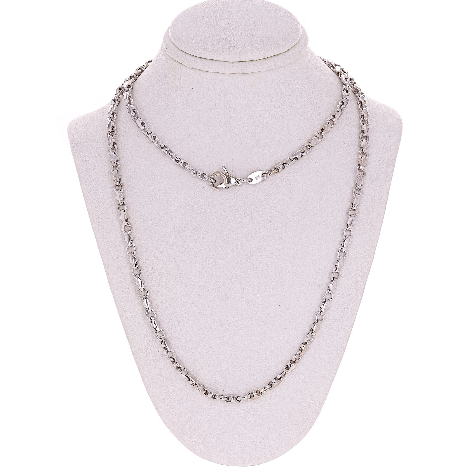 14k White Gold Solid Handmade Fashion Link Necklace 28″ 4mm 36.4 grams