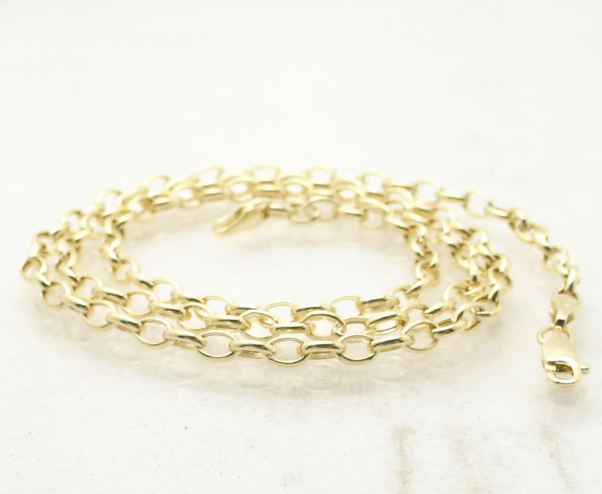 3.2mm Oval Rolo Chain Necklace Real 14K Yellow Gold 16″ 18″, 20″, 22″, 24″, 30″
