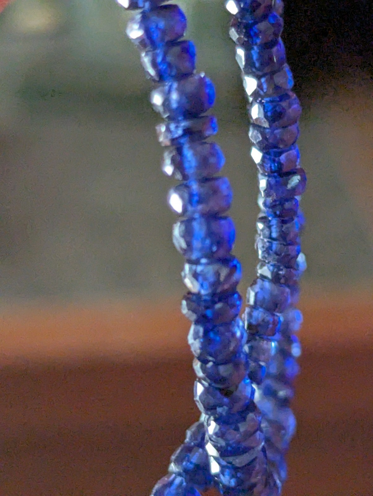 natural blue Sapphire rondelle Bead Necklace 14.15 In 2 x 4mm