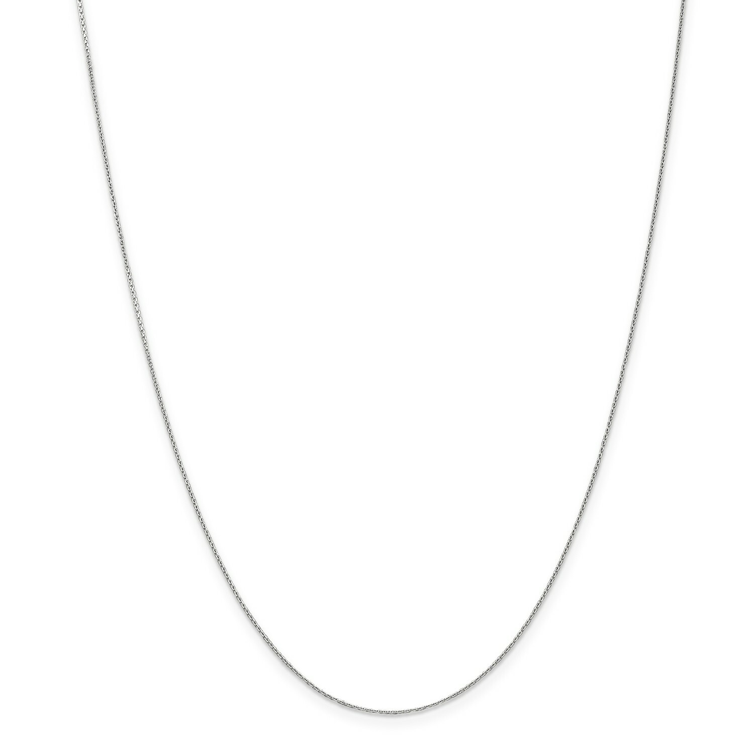 14k White Gold 0.65mm Solid Diamond Cut Cable Chain w/ Lobster Clasp 16″ – 24″