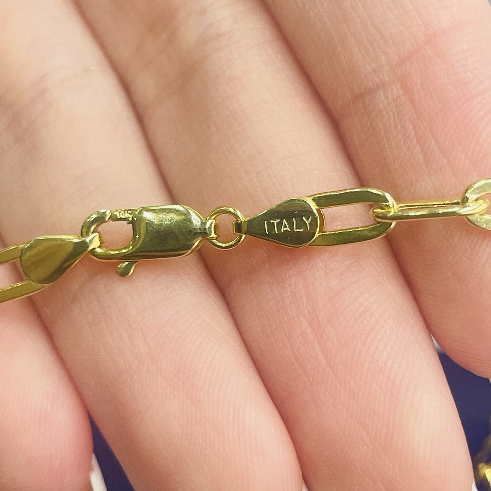20” 4mm 10K Yellow Gold Paper Clip Link Necklace