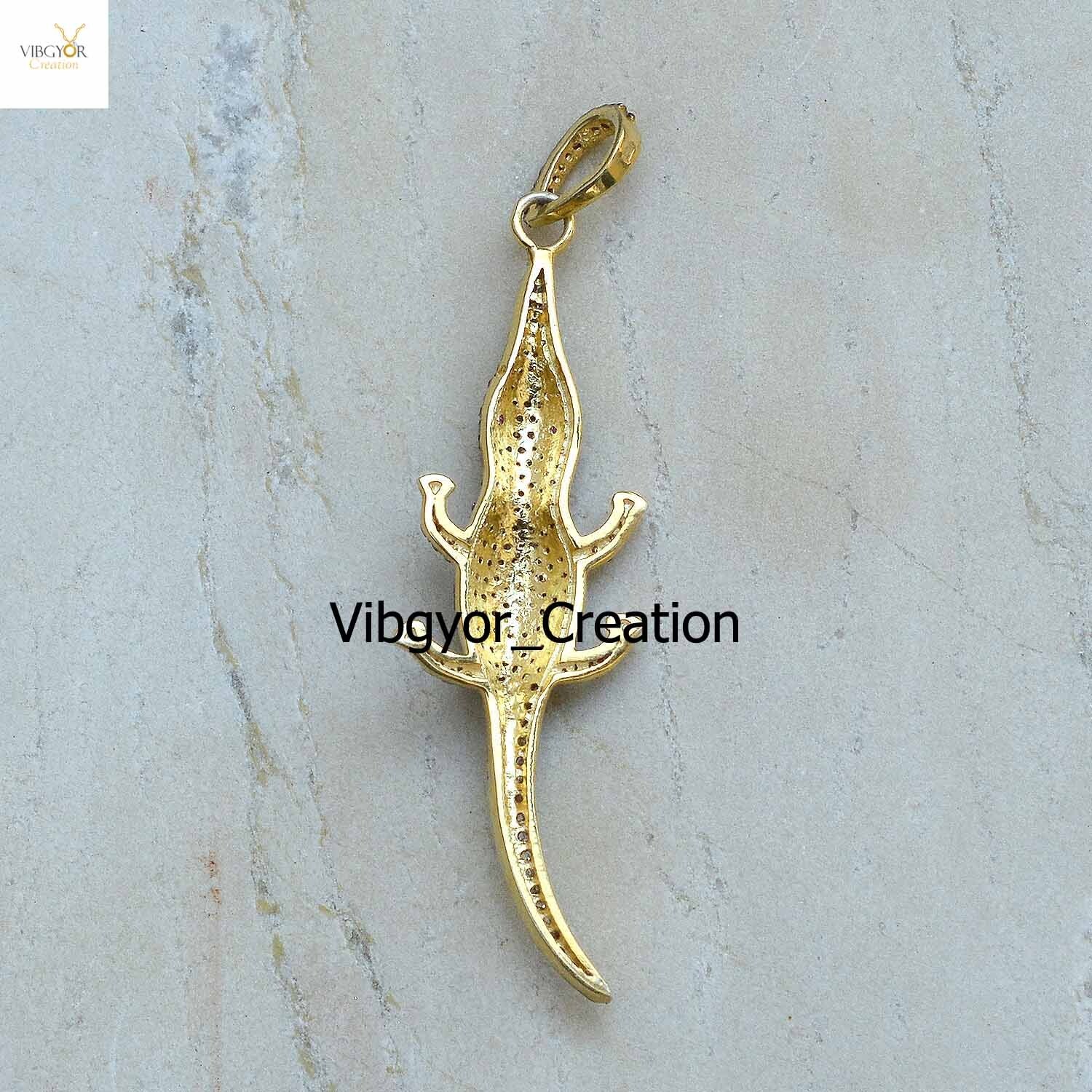 Natural Pave Diamond Pendant 925 Silver Gold Plated Necklace Handmade Jewelry