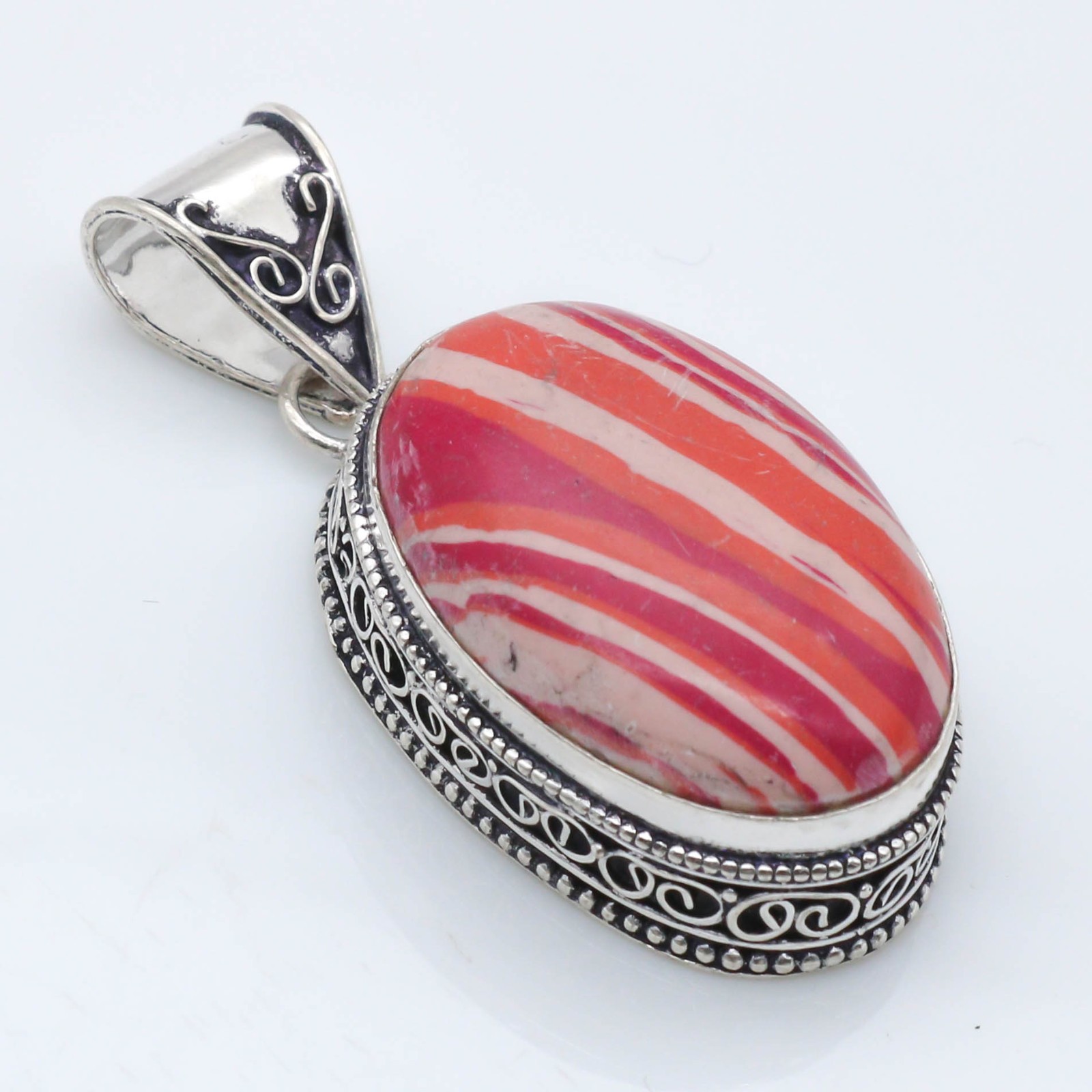 Pink Crazy Lace Agate Gemstone Pendant 925 Sterling Silver Jewelry Size 2″