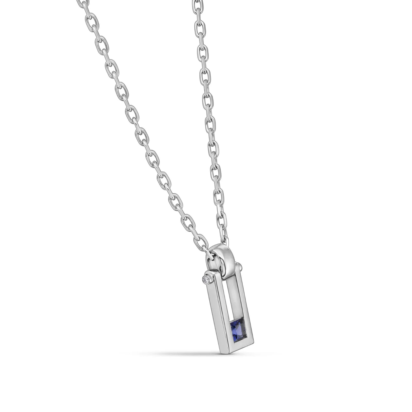 0.40Ct Lab Created Blue Princess-cut Sapphire & Diamond Men’s 925 Silver Pendant