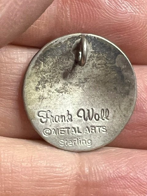 B4753 Frank Woll Artisan Sterling Silver Round Pendant Star Motif Shield Design