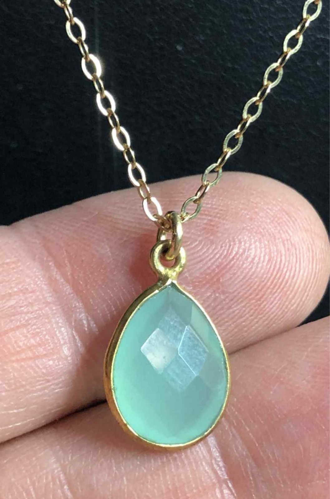 6275 Vermeil 925 faceted aqua Pendant Necklace 18″ 2grams