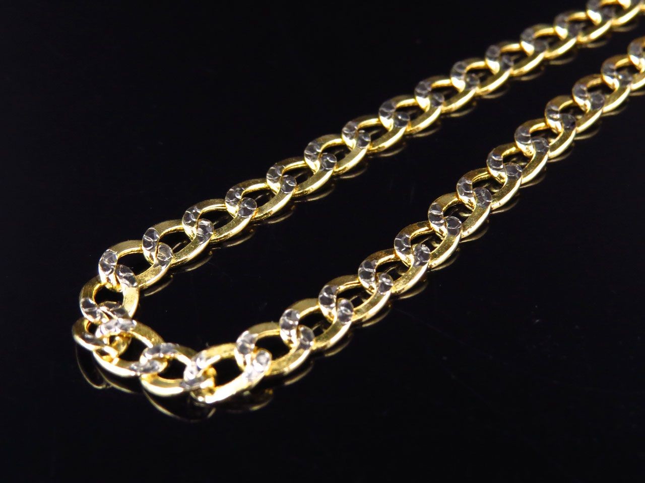 Men’s Ladies Diamond Cut Hollow Curb Cuban Link Chain Real 10K Yellow Gold 4M…