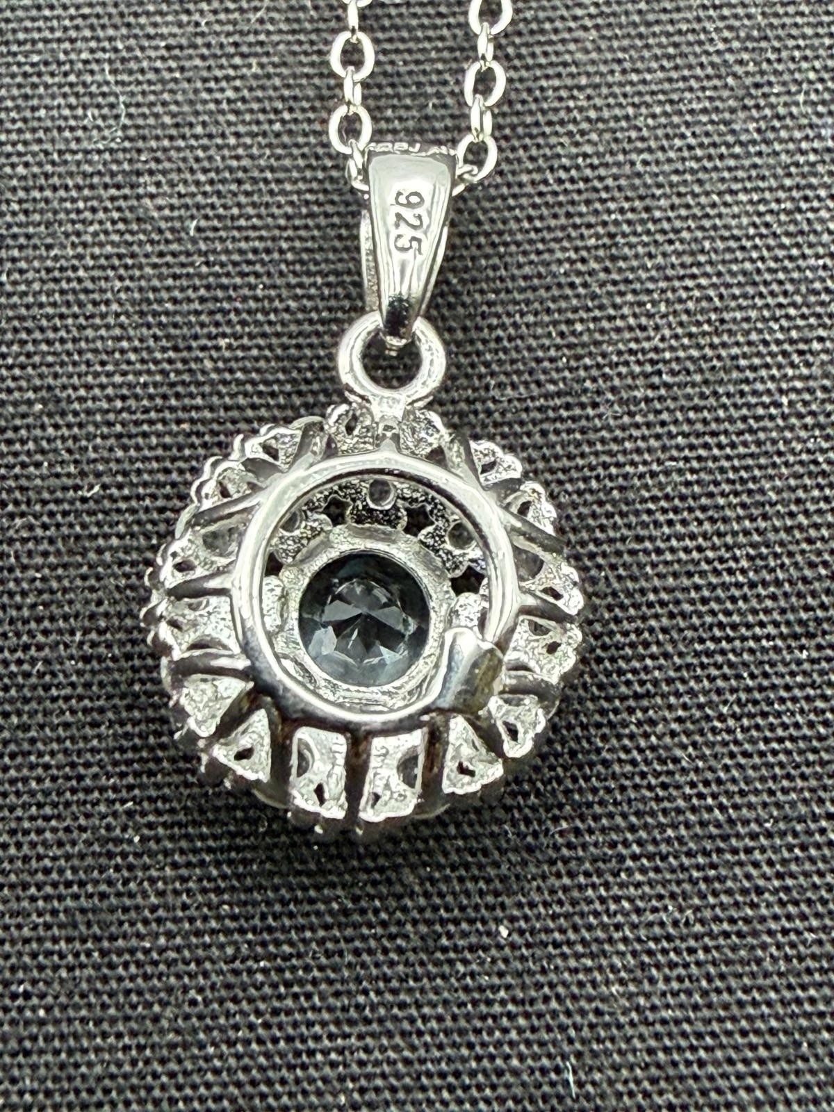 JTV Swiss Topaz & White Sapphire 925 Sterling Silver Pendant Size 18”