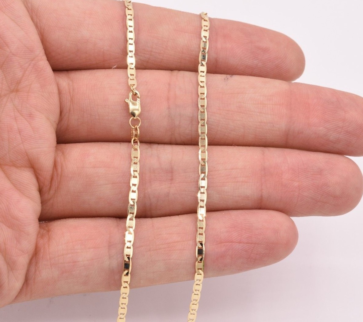 2.3mm Mariner Anchor Link Chain Necklace Real Solid 10K Yellow Gold