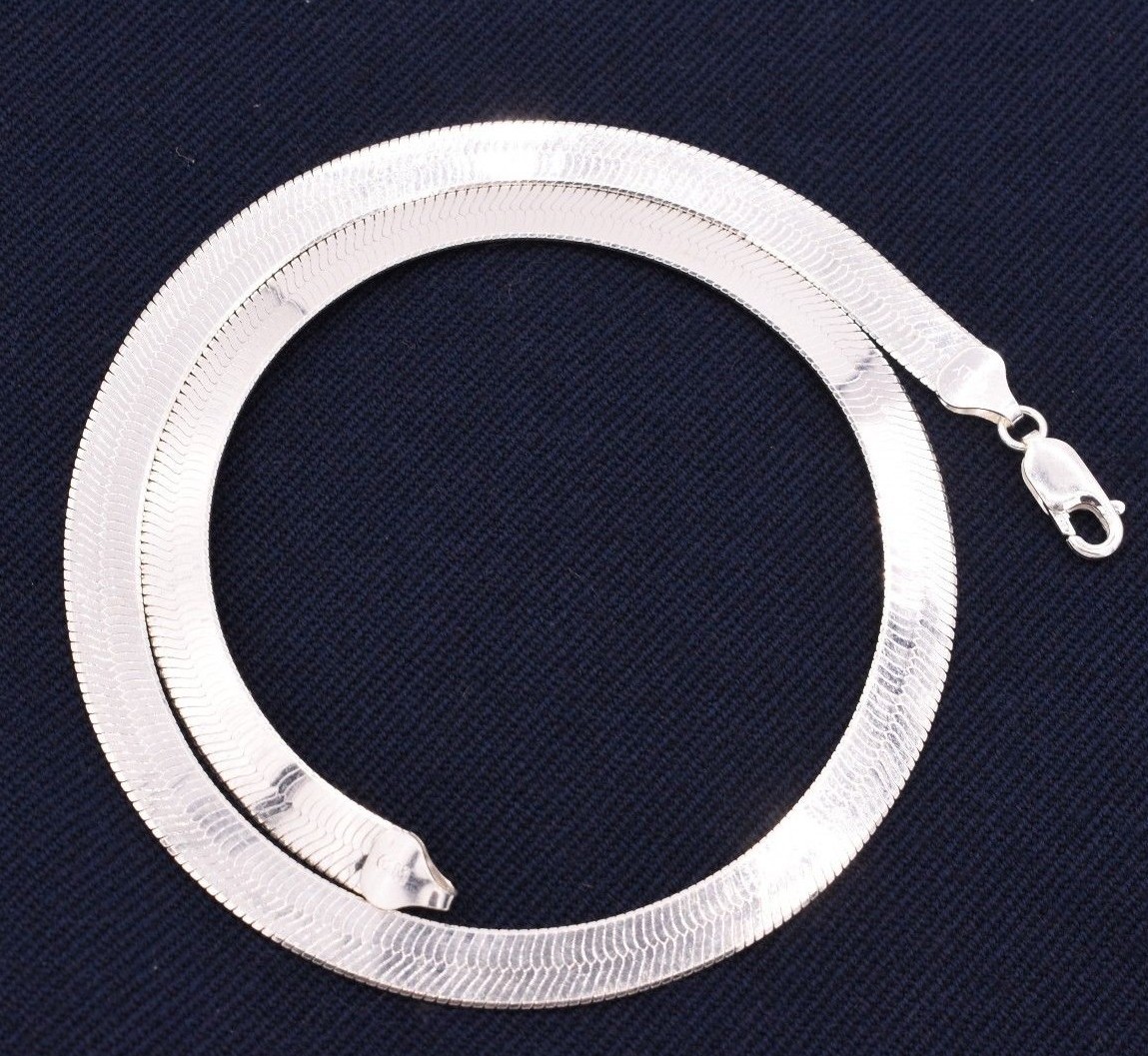 7mm Flexible Herringbone Chain Necklace Real Solid Sterling Silver 925 Italy