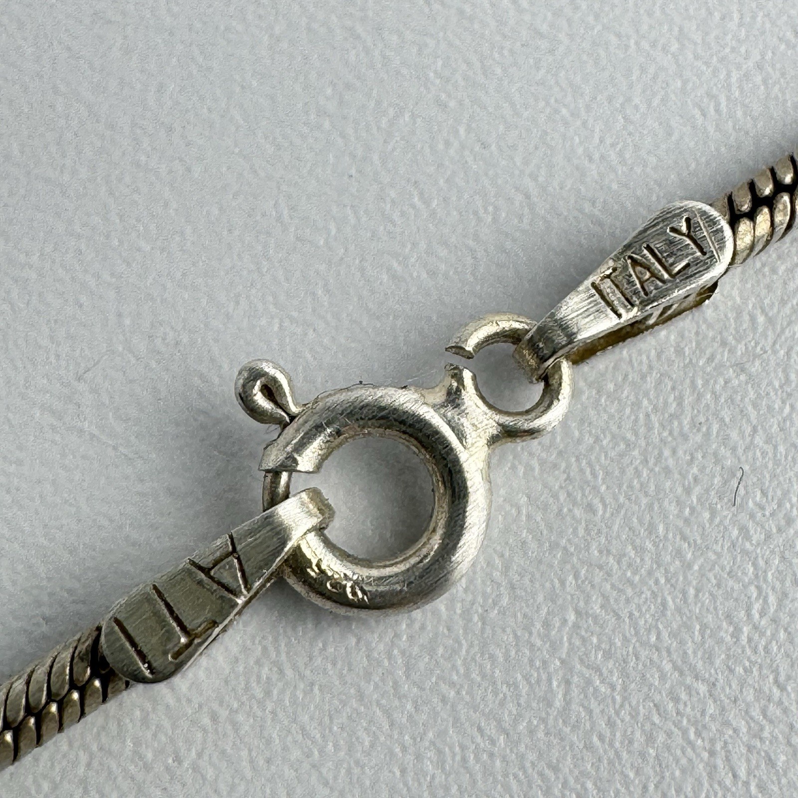 Vintage Italy ATI Sterling Silver 925 Round Snake Chain 17″ Necklace